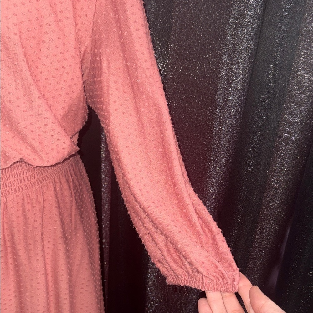 Chic Long Sleeve Peach/Coral Dress - Picture 5 of 7